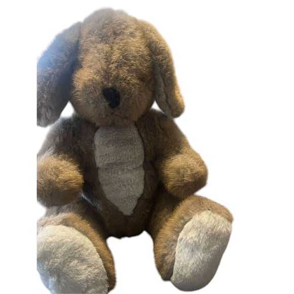 Playful Pals Brown Red Bunny Rabbit Droopy Ears Bib Overalls Plush Stuffed Anima - Picture 3 of 12